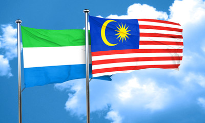 Sierra Leone flag with Malaysia flag, 3D rendering