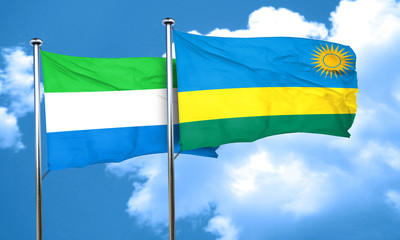 Sierra Leone flag with rwanda flag, 3D rendering