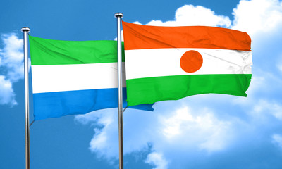 Sierra Leone flag with Niger flag, 3D rendering