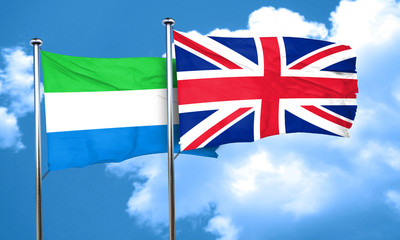 Sierra Leone flag with Great Britain flag, 3D rendering