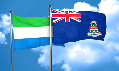 Fototapeta premium Sierra Leone flag with Cayman islands flag, 3D rendering