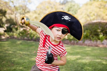 Little boy pretending to be a pirate