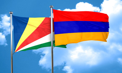 seychelles flag with Armenia flag, 3D rendering