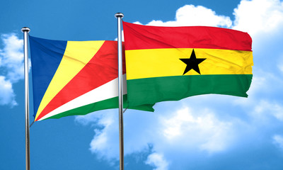 seychelles flag with Ghana flag, 3D rendering