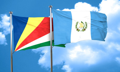 seychelles flag with Guatemala flag, 3D rendering