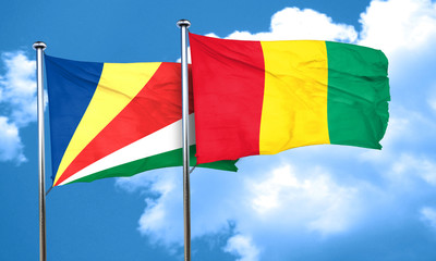seychelles flag with Guinea flag, 3D rendering