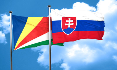 seychelles flag with Slovakia flag, 3D rendering