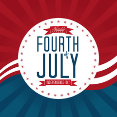 Fourth of July Vector Illustration with Badge and Stars.