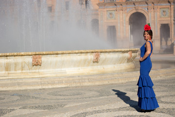 Beautiful women in the Plaza de España in Sevilla