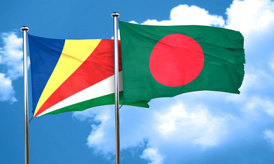 seychelles flag with Bangladesh flag, 3D rendering