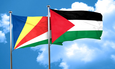 seychelles flag with Palestine flag, 3D rendering