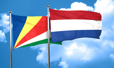 seychelles flag with Netherlands flag, 3D rendering