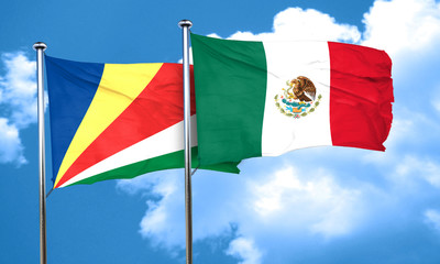 seychelles flag with Mexico flag, 3D rendering