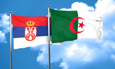 Serbia flag with Algeria flag, 3D rendering