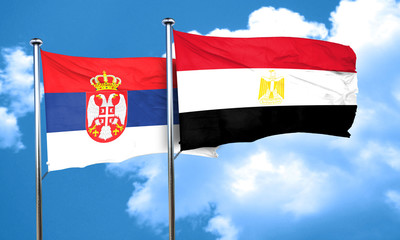 Serbia flag with egypt flag, 3D rendering