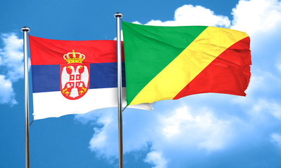 Serbia flag with congo flag, 3D rendering