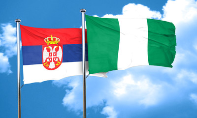 Serbia flag with Nigeria flag, 3D rendering