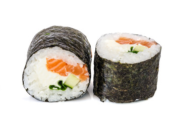 Obrazy  Maki sushi, dwie rolki na białym tle