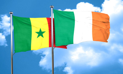 Senegal flag with Ireland flag, 3D rendering