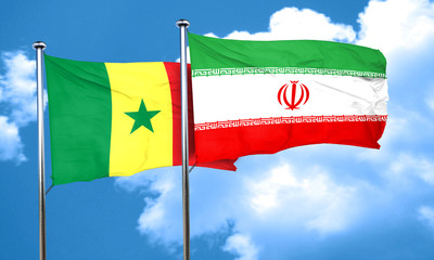 Senegal flag with Iran flag, 3D rendering