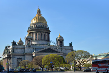 St. Isaac's Cathedral on a clear Sunny day in St. Petersburg in