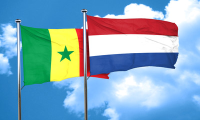 Senegal flag with Netherlands flag, 3D rendering