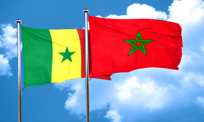 Senegal flag with Morocco flag, 3D rendering