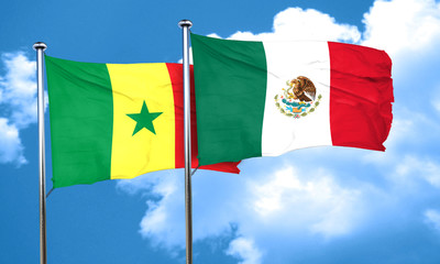 Senegal flag with Mexico flag, 3D rendering