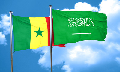 Senegal flag with Saudi Arabia flag, 3D rendering