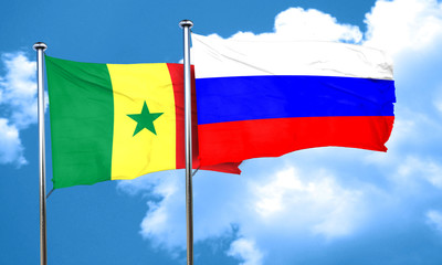 Senegal flag with Russia flag, 3D rendering