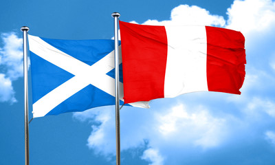 scotland flag with Peru flag, 3D rendering