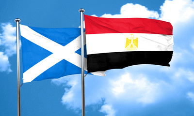 scotland flag with egypt flag, 3D rendering