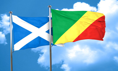 scotland flag with congo flag, 3D rendering