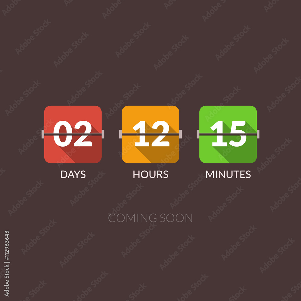 Aufkleber flip countdown timer vector clock counter. flat style