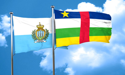 san marino flag with Central African Republic flag, 3D rendering