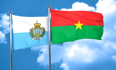 san marino flag with Burkina Faso flag, 3D rendering