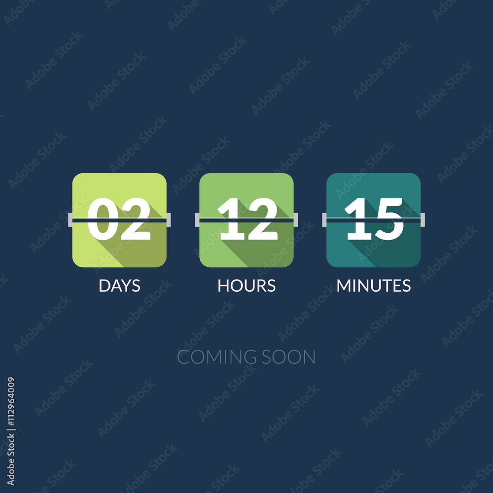 Aufkleber flip countdown timer vector clock counter. flat style