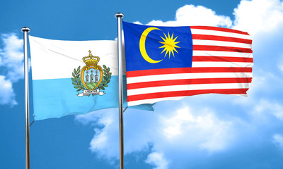 san marino flag with Malaysia flag, 3D rendering