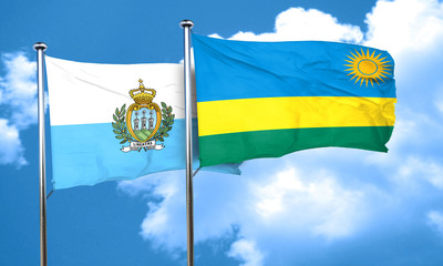 san marino flag with rwanda flag, 3D rendering