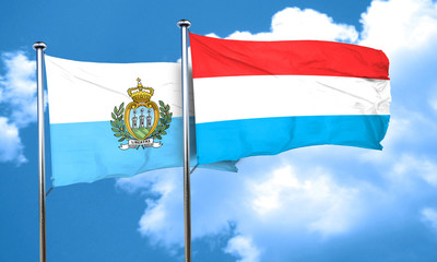 san marino flag with Luxembourg flag, 3D rendering