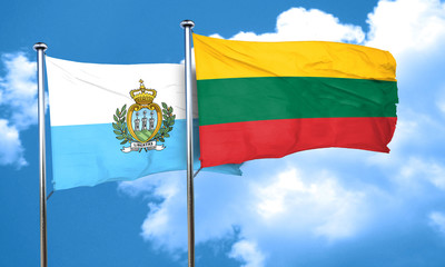 san marino flag with Lithuania flag, 3D rendering