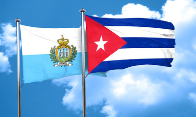 san marino flag with cuba flag, 3D rendering