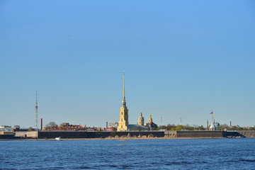 Peter and Paul fortress clear day in summer in Saint-Petersburg