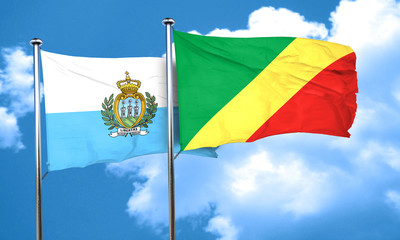 san marino flag with congo flag, 3D rendering
