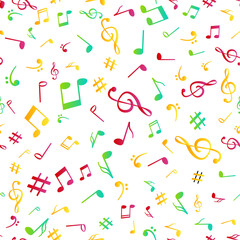 Abstract music colorful notes seamless pattern background vector illustration for your design