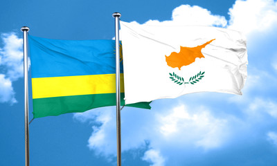 Rwanda flag with Cyprus flag, 3D rendering