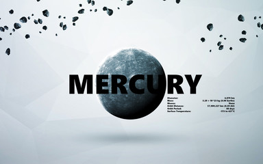 Mercury. Minimalistic style set of planets in the solar system. Elements of this image furnished by NASA © Vadimsadovski