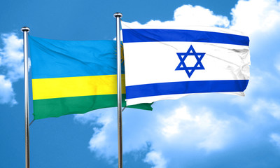 Rwanda flag with Israel flag, 3D rendering