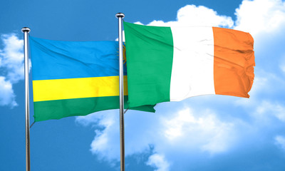 Rwanda flag with Ireland flag, 3D rendering