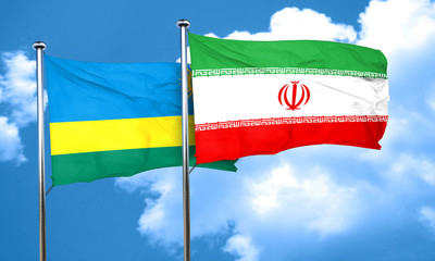 Rwanda flag with Iran flag, 3D rendering